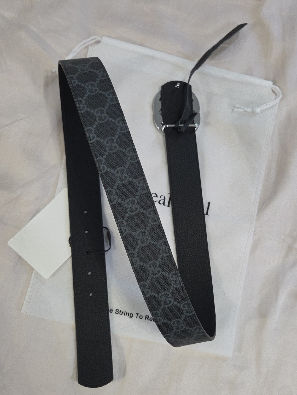 Gucci Reversible Black Leather Monogram Belt GG 95cm - Picture 16 of 16